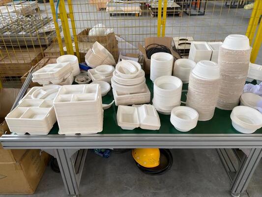 300Kg / H Peralatan Tableware Pulp Moulding Biodegradable Tekanan 40 Ton